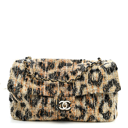 Chanel Tweed Mixed Fibers Leopard Print Small Souplissimo Maxi Flap Brown Black White 1 of 10