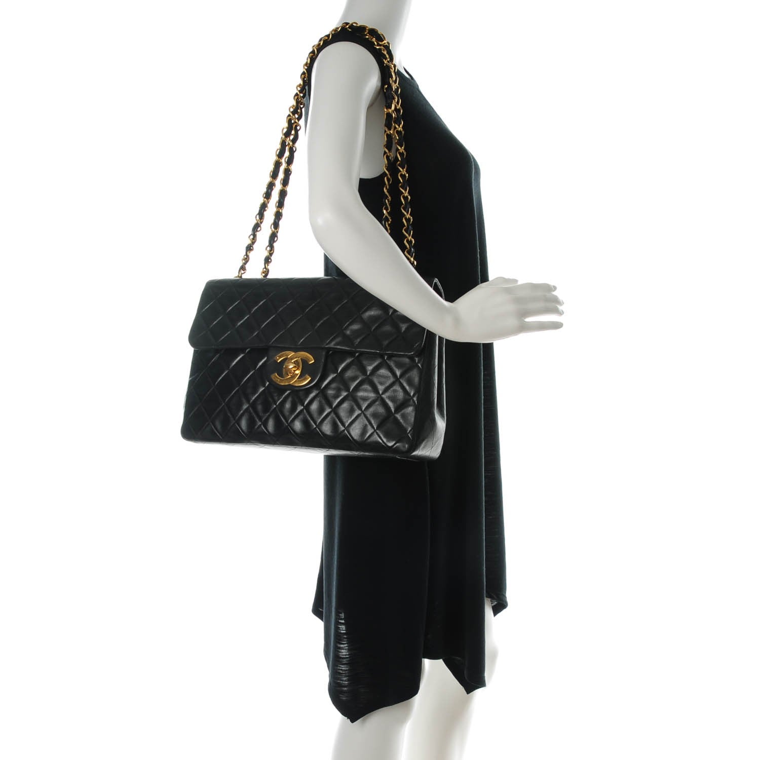 Chanel Lambskin Quilted XL Jumbo Single Flap Black 2 of 10