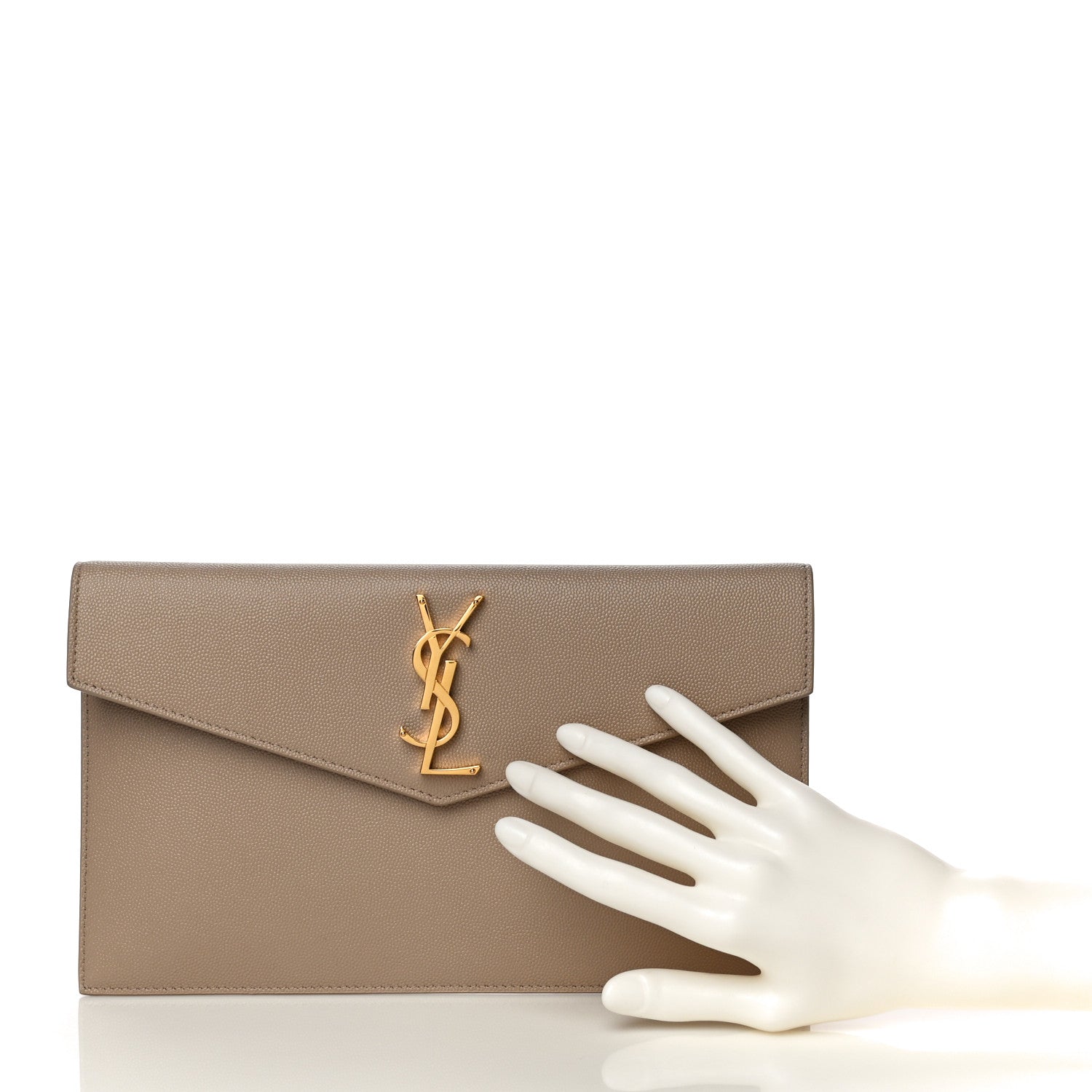 Saint Laurent Grain De Poudre Uptown Pouch Dark Beige 2 of 11