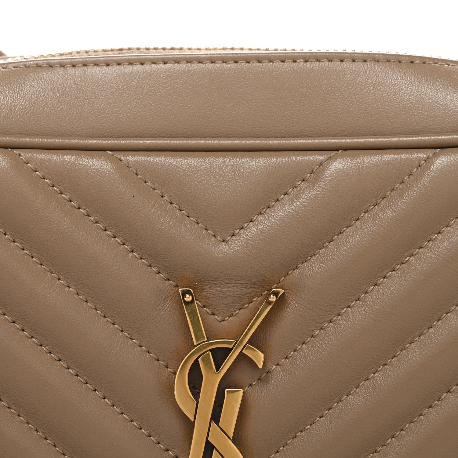 Saint Laurent Calfskin Matelasse Monogram Lou Camera Bag Dark Latte 8 of 11