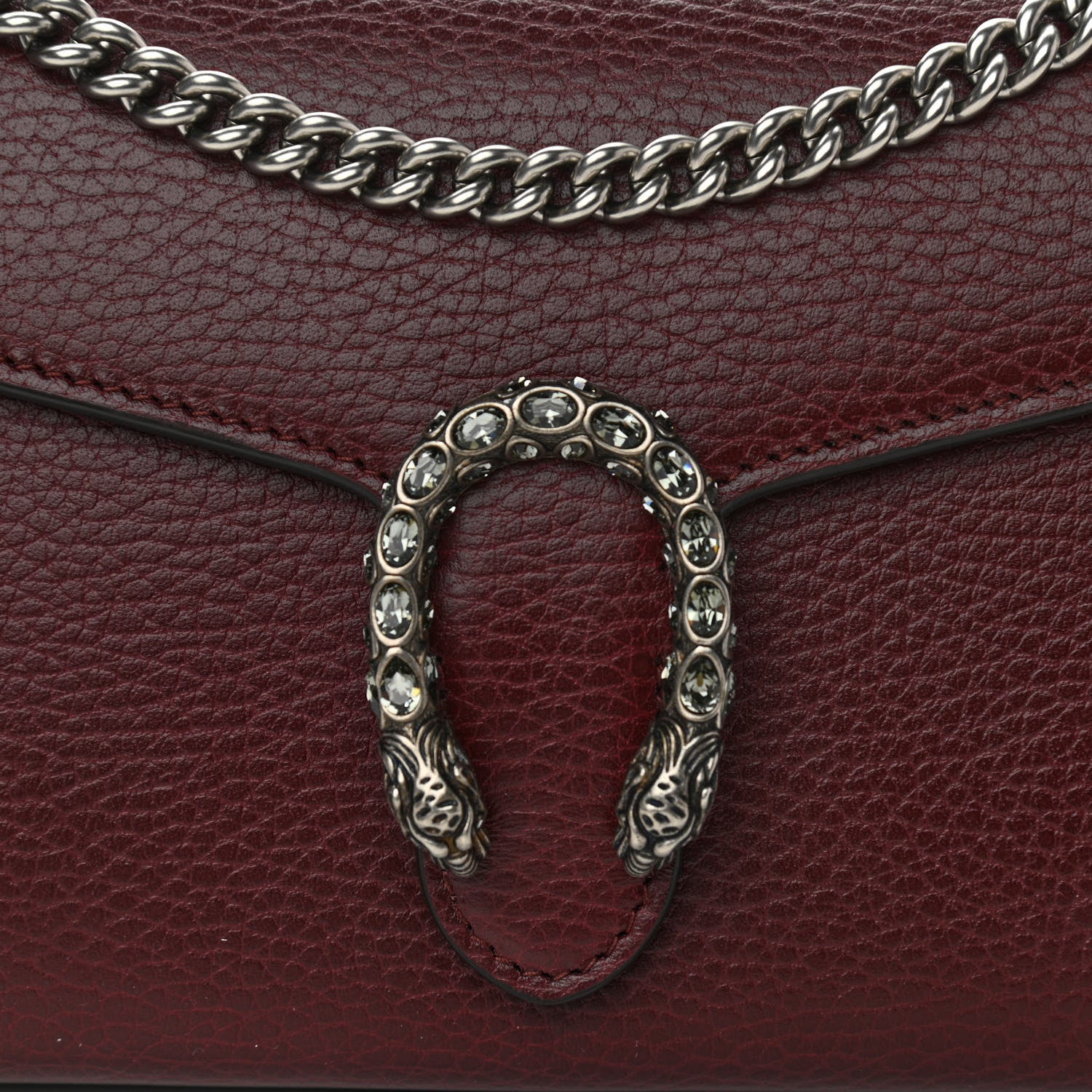 Gucci Dollar Calfskin Crystal Mini Dionysus Chain Wallet Vintage Bordeaux 8 of 11