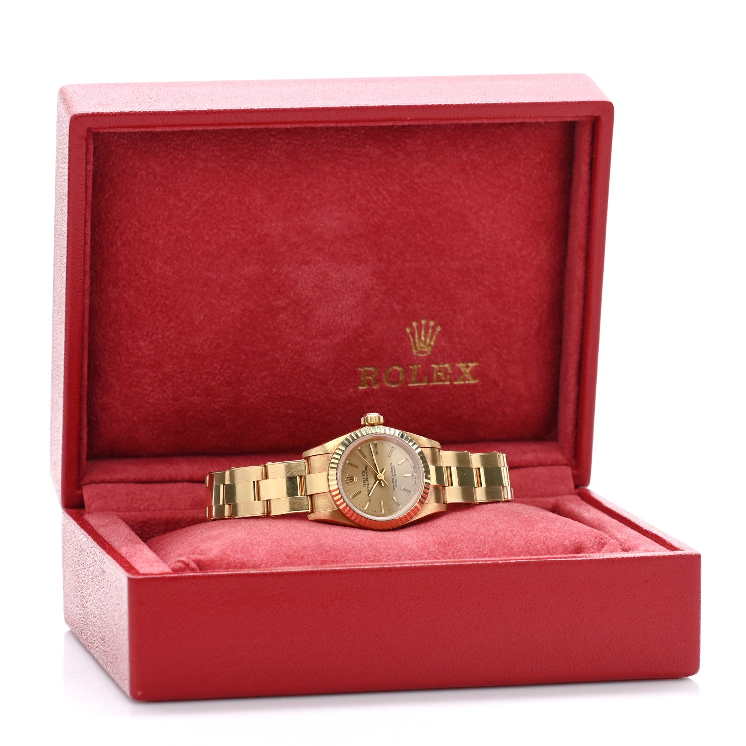 Rolex 18K Yellow Gold 26mm Oyster Perpetual Rivet Watch Champagne 67198 5 of 5
