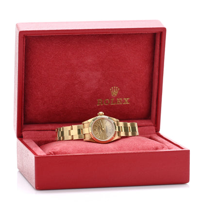 Rolex 18K Yellow Gold 26mm Oyster Perpetual Rivet Watch Champagne 67198 5 of 5