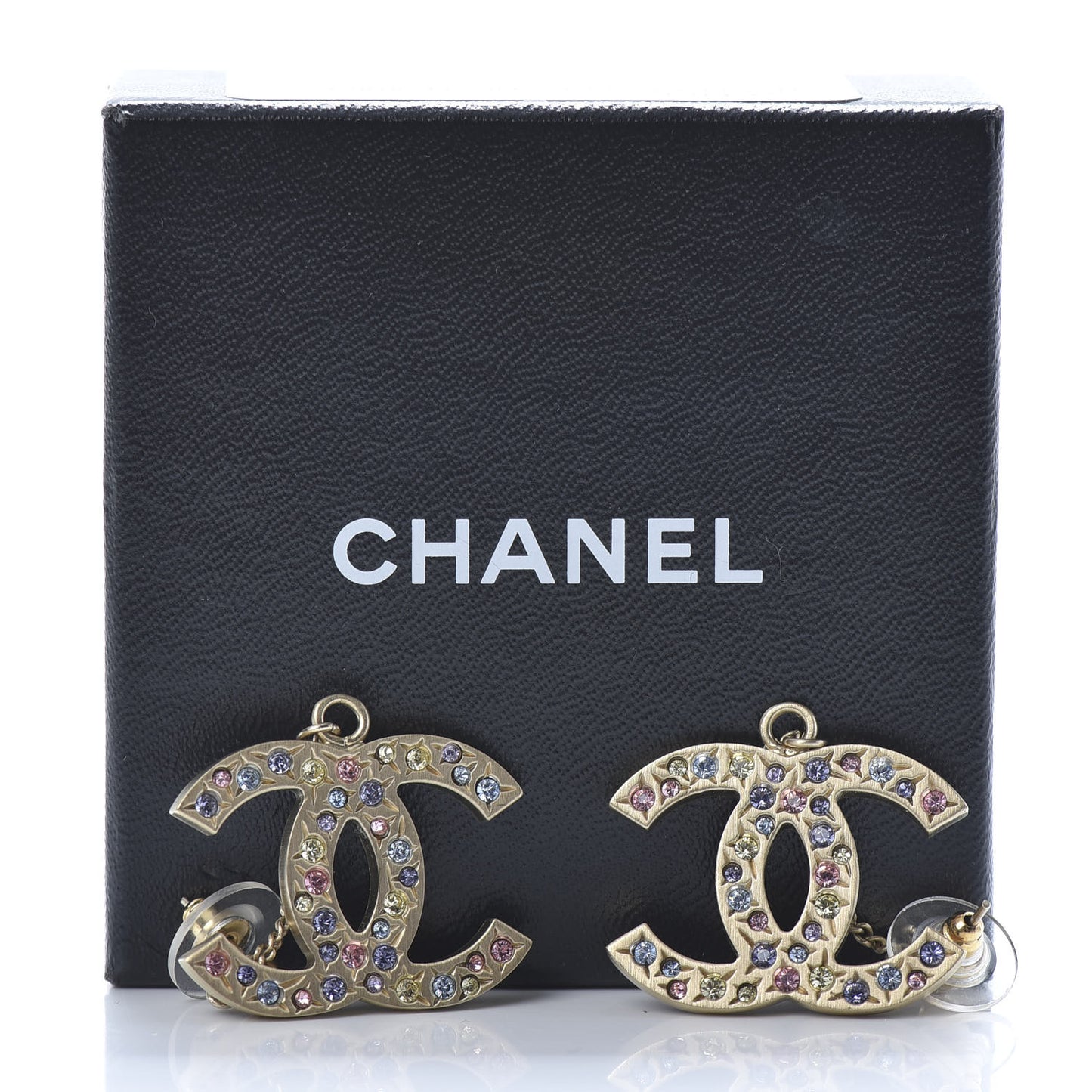 Crystal CC Drop Earrings Gold Multicolor