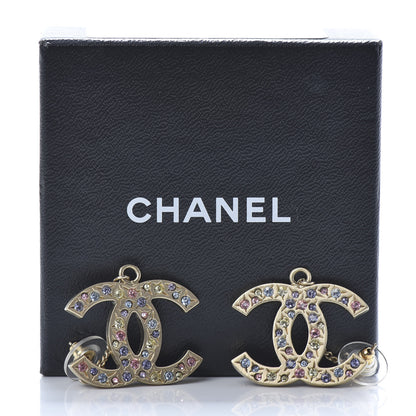 Chanel Crystal CC Drop Earrings Gold Multicolor 6 of 6