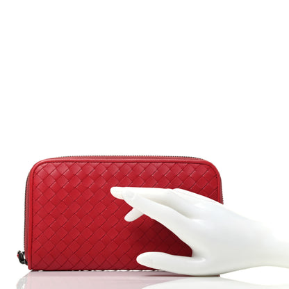 Bottega Veneta Nappa Intrecciato Zip Around Wallet China Red 2 of 8