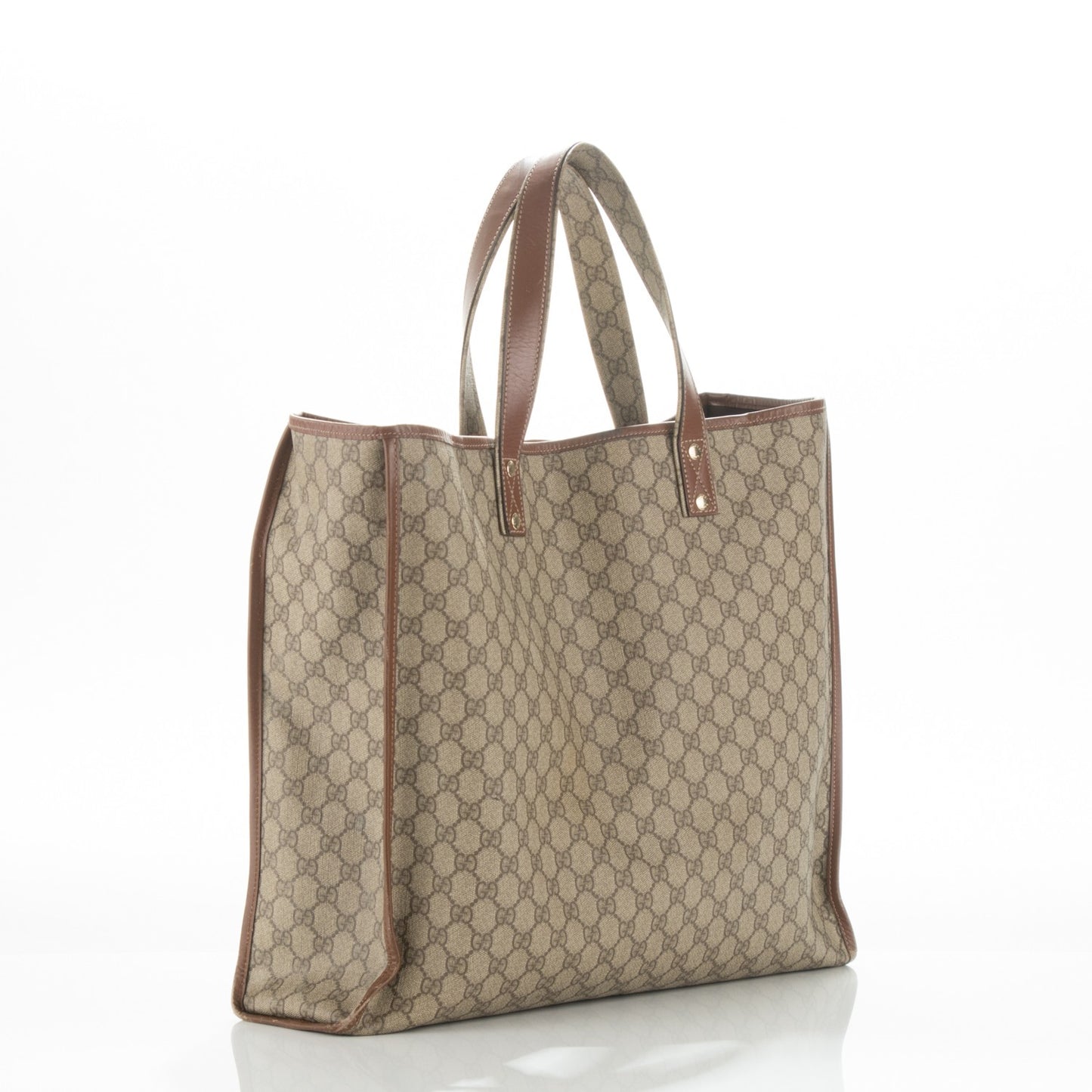 GG Plus Monogram Large Signature Web Loop Tote Brown