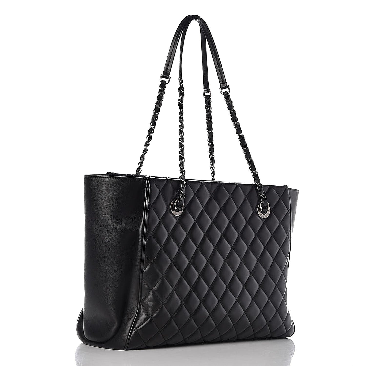 Chanel Lambskin Quilted Shopping Tote Black 3 of 7