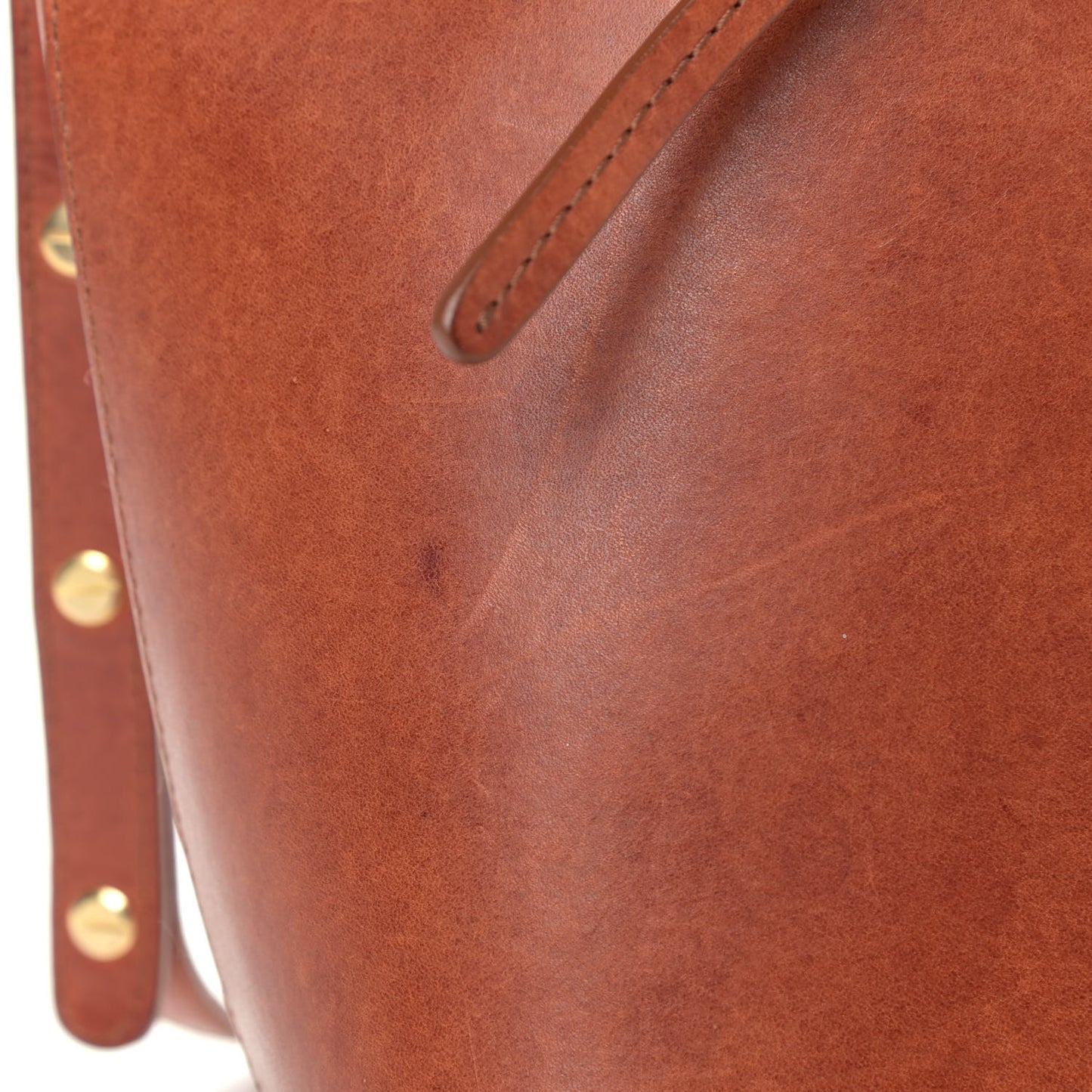Vegetable Tanned Calfskin Mini Bucket Bag Brandy Natural