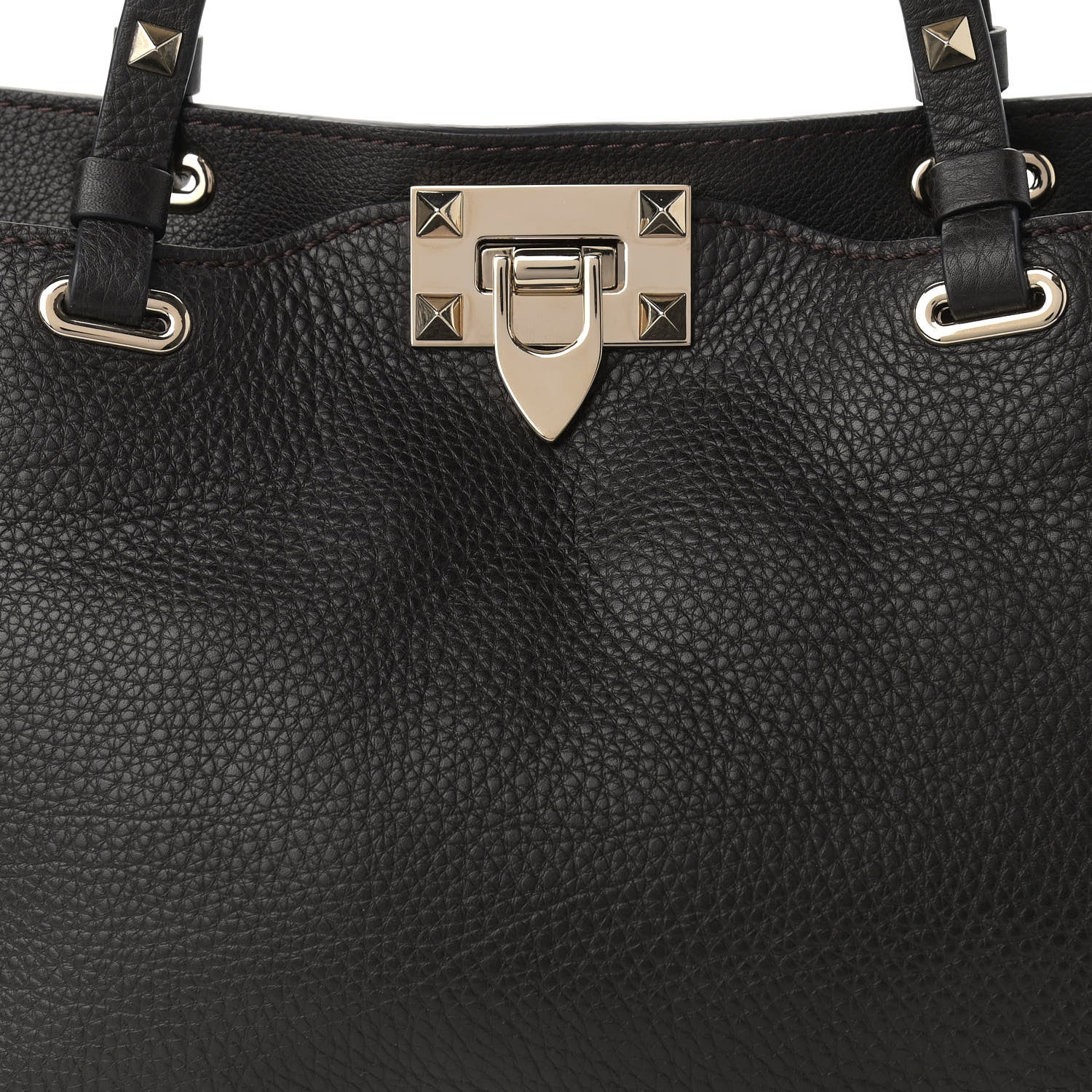 Valentino Garavani Grained Calfskin Small Rockstud Tote Black 7 of 9