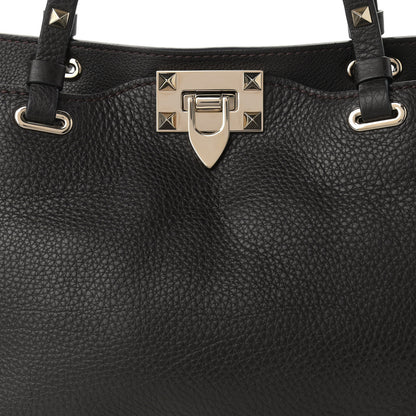 Valentino Garavani Grained Calfskin Small Rockstud Tote Black 7 of 9