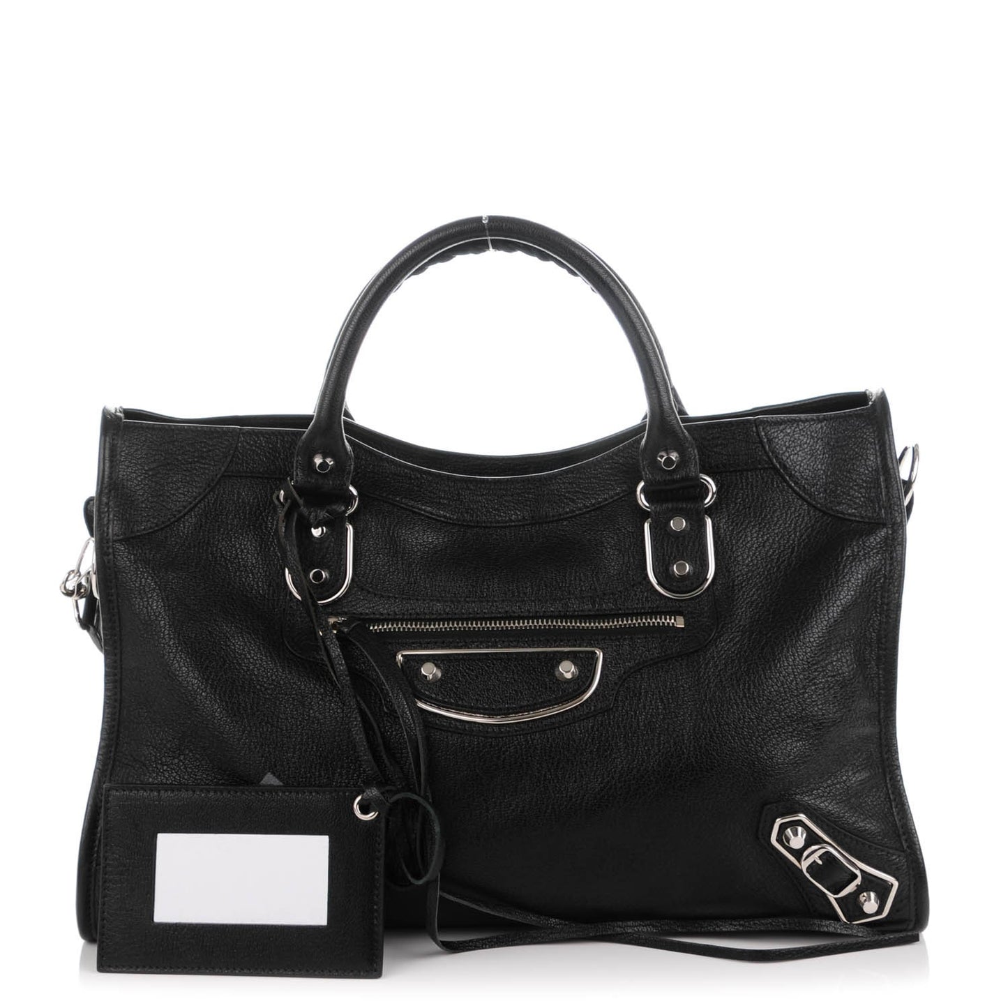 Chevre Silver Metallic Edge Hardware City Black