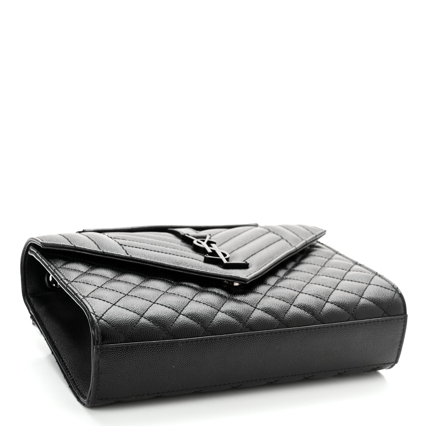 Grain De Poudre Textured Mixed Matelasse Triquilt Medium Monogram Satchel Black
