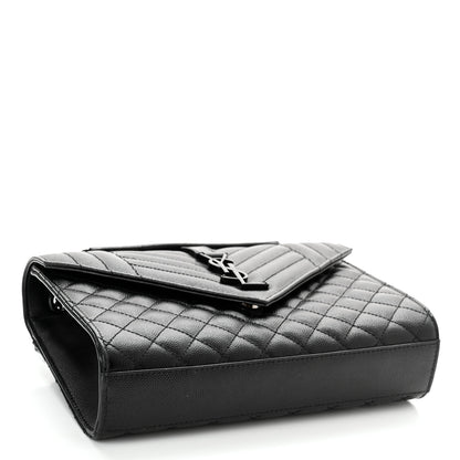 Saint Laurent Grain De Poudre Textured Mixed Matelasse Triquilt Medium Monogram Satchel Black 4 of 11
