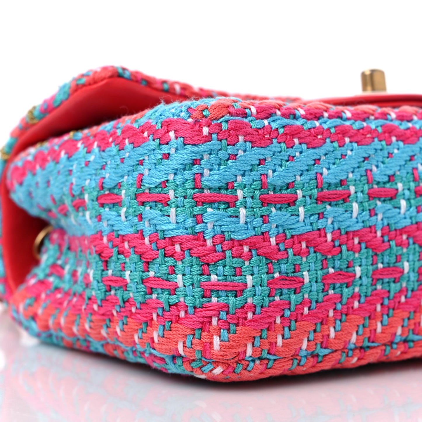 Cotton Mixed Fibers Woven Mini Rectangular Flap Red Fuchsia Blue