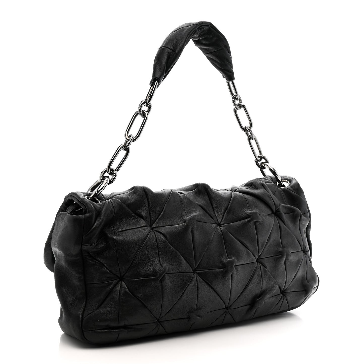 Lambskin Quilted Soft Squares Origami Flap Black