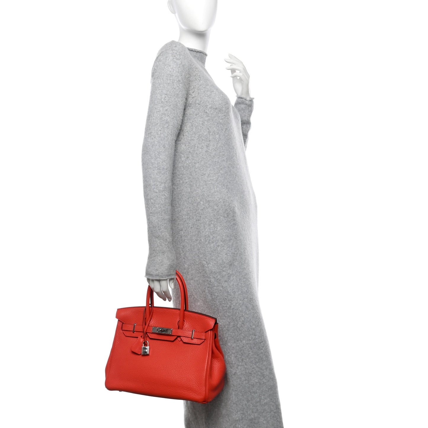 Taurillon Clemence Birkin 30 Rouge Pivoine