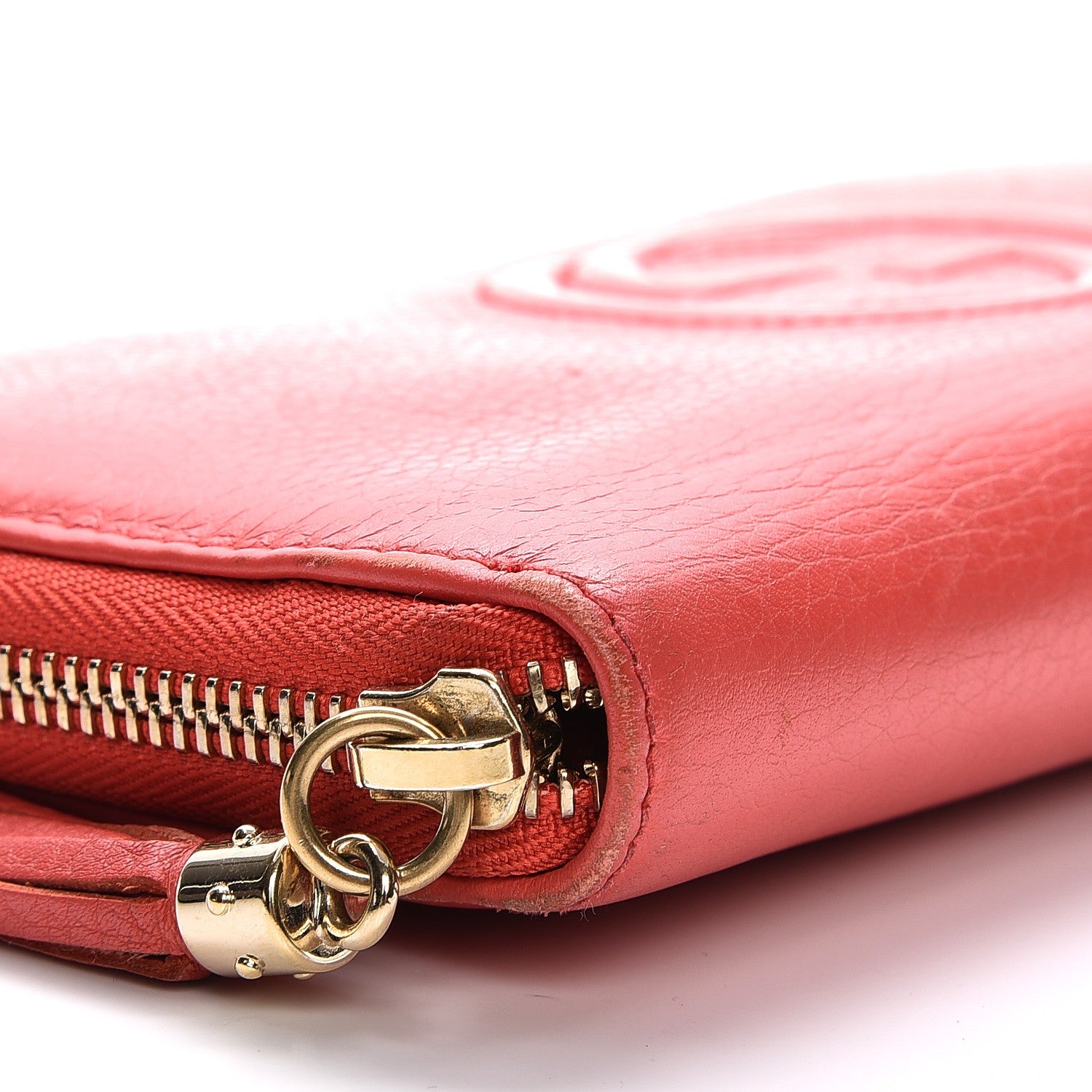 Gucci Pebbled Calfskin Soho Zip Around Wallet Coral 10 of 12