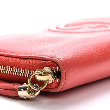Gucci Pebbled Calfskin Soho Zip Around Wallet Coral 10 of 12