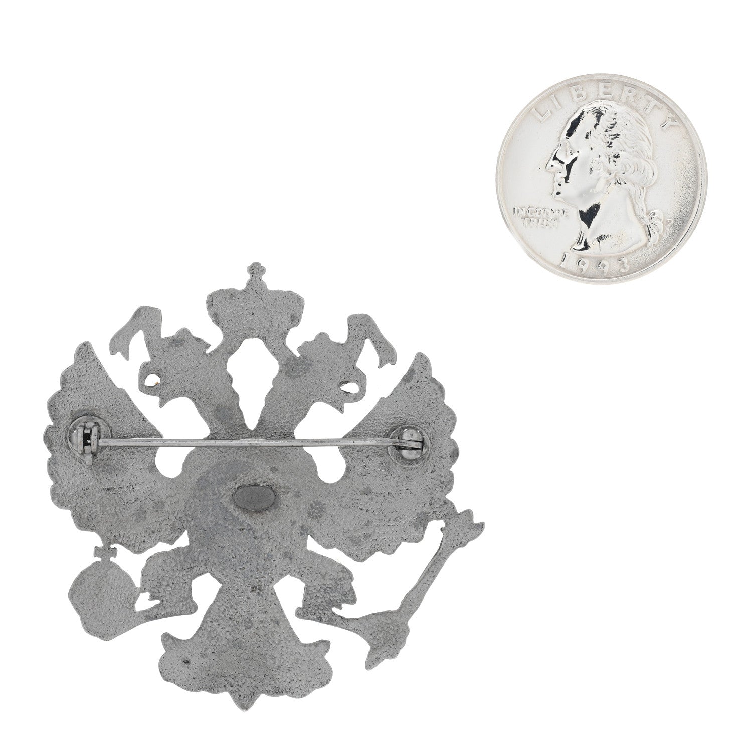 Chanel Metal Paris Moscow Eagle Brooch Silver 2 of 3