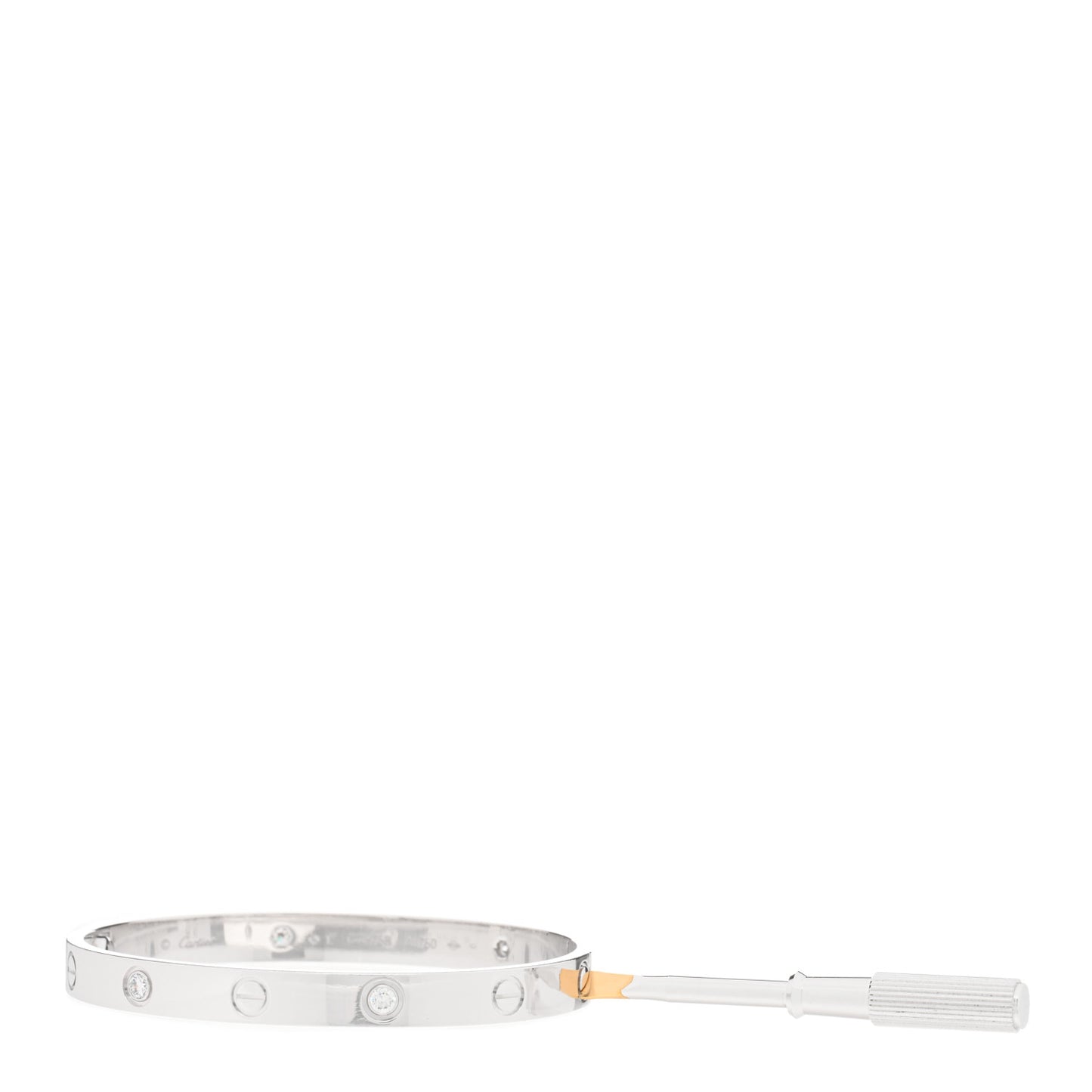 18K White Gold 4 Diamond LOVE Bracelet 17