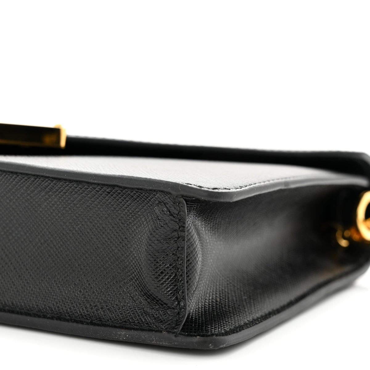 Prada Saffiano Lux Metal Triangle Logo Mini Envelope Chain Shoulder Bag Black 9 of 9