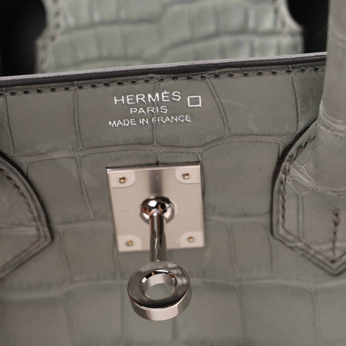 Hermes Matte Alligator Birkin 25 Gris Ciment 6 of 11
