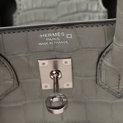 Hermes Matte Alligator Birkin 25 Gris Ciment 6 of 11