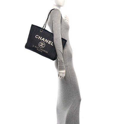 Chanel Denim Small Deauville Tote Dark Blue 2 of 10