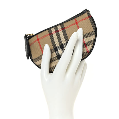 Burberry Cotton Calfskin Vintage Check Small Olympia Zip Pouch Archive Beige 2 of 6