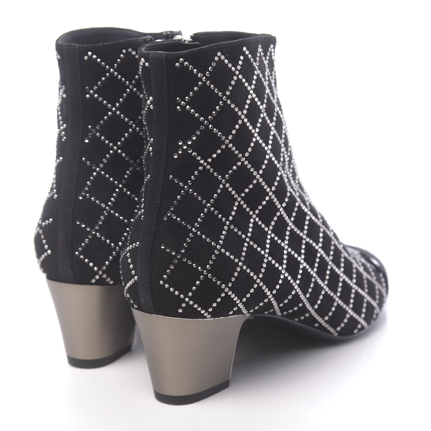 Chanel Kid Suede Strass Short Boots 39.5 Black 4 of 9