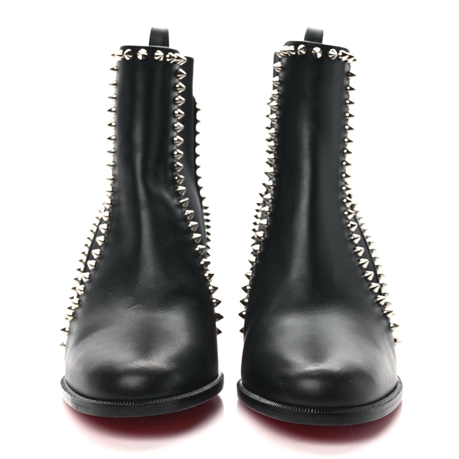 Christian Louboutin Calfskin Spikes Chelsea Outline Boots 37.5 Black 2 of 8