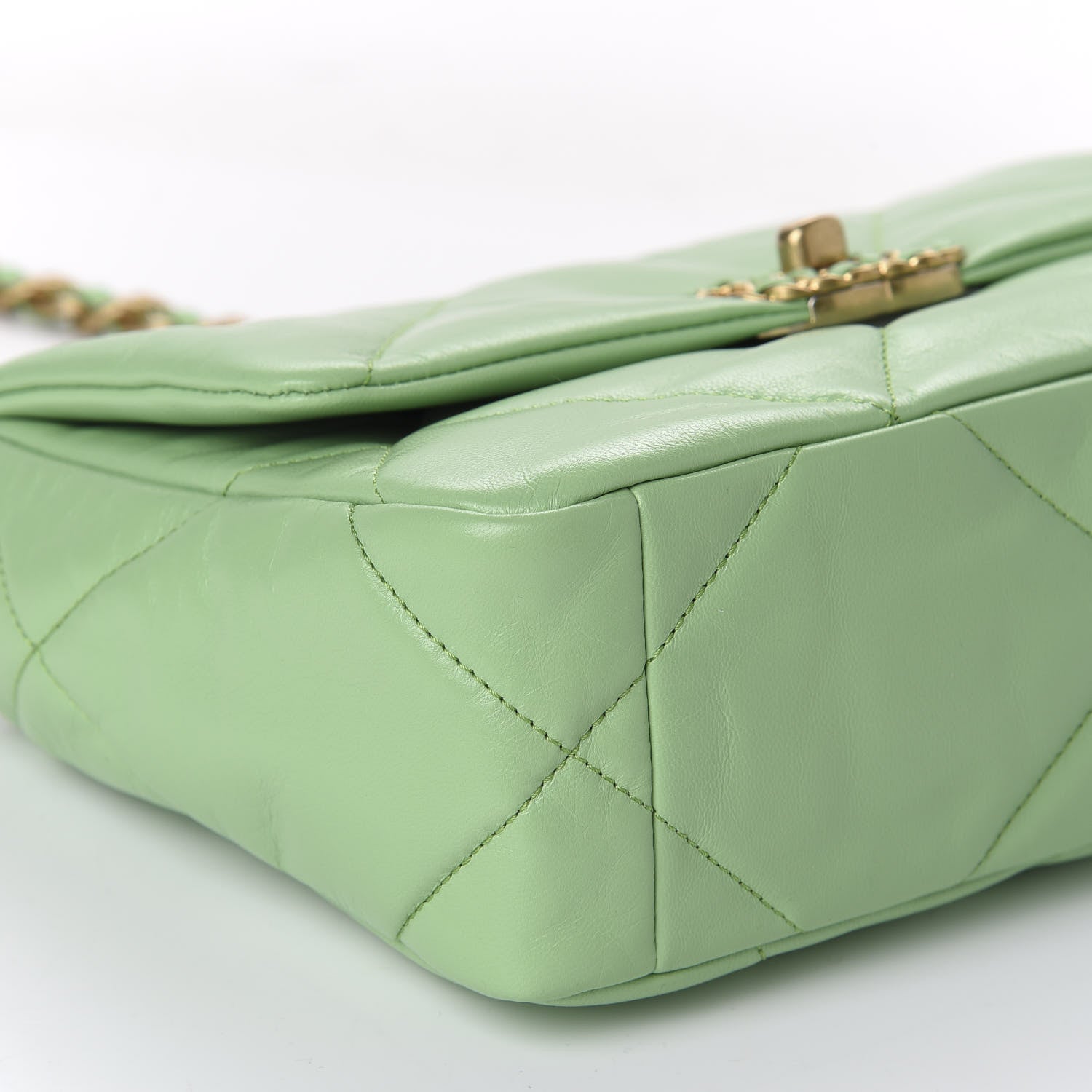 Chanel Goatskin Quilted Medium 19 Flap Light Green 7 of 12