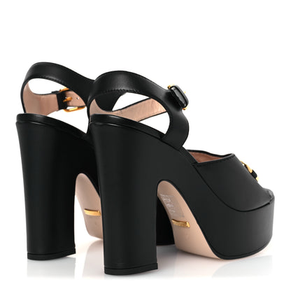 Gucci Nappa Charlotte Horsebit 40/135mm Platform Sandals 40 Black 5 of 13