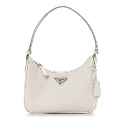 Prada Saffiano Lux Mini Re-Edition Shoulder Bag White 1 of 8
