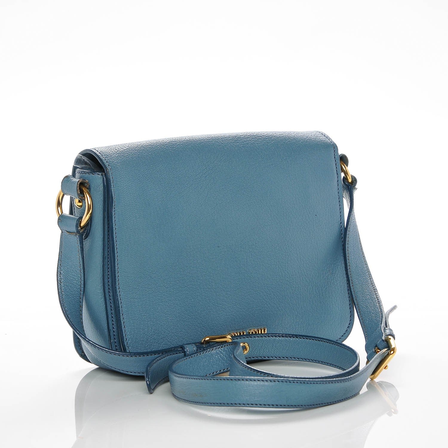 Miu Miu Goatskin Madras Shoulder Bag Azzurro 3 of 8