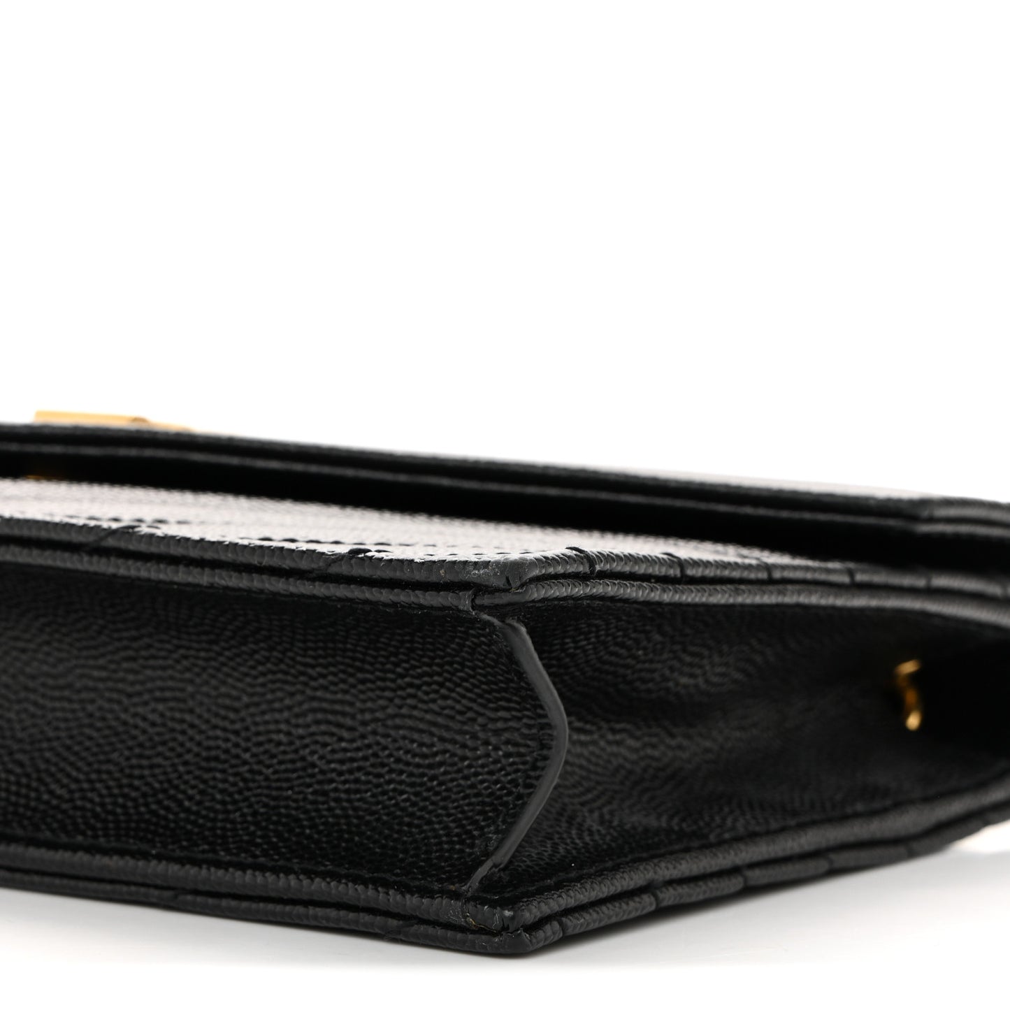 Grain De Poudre Matelasse Chevron Monogram Envelope Chain Wallet Black