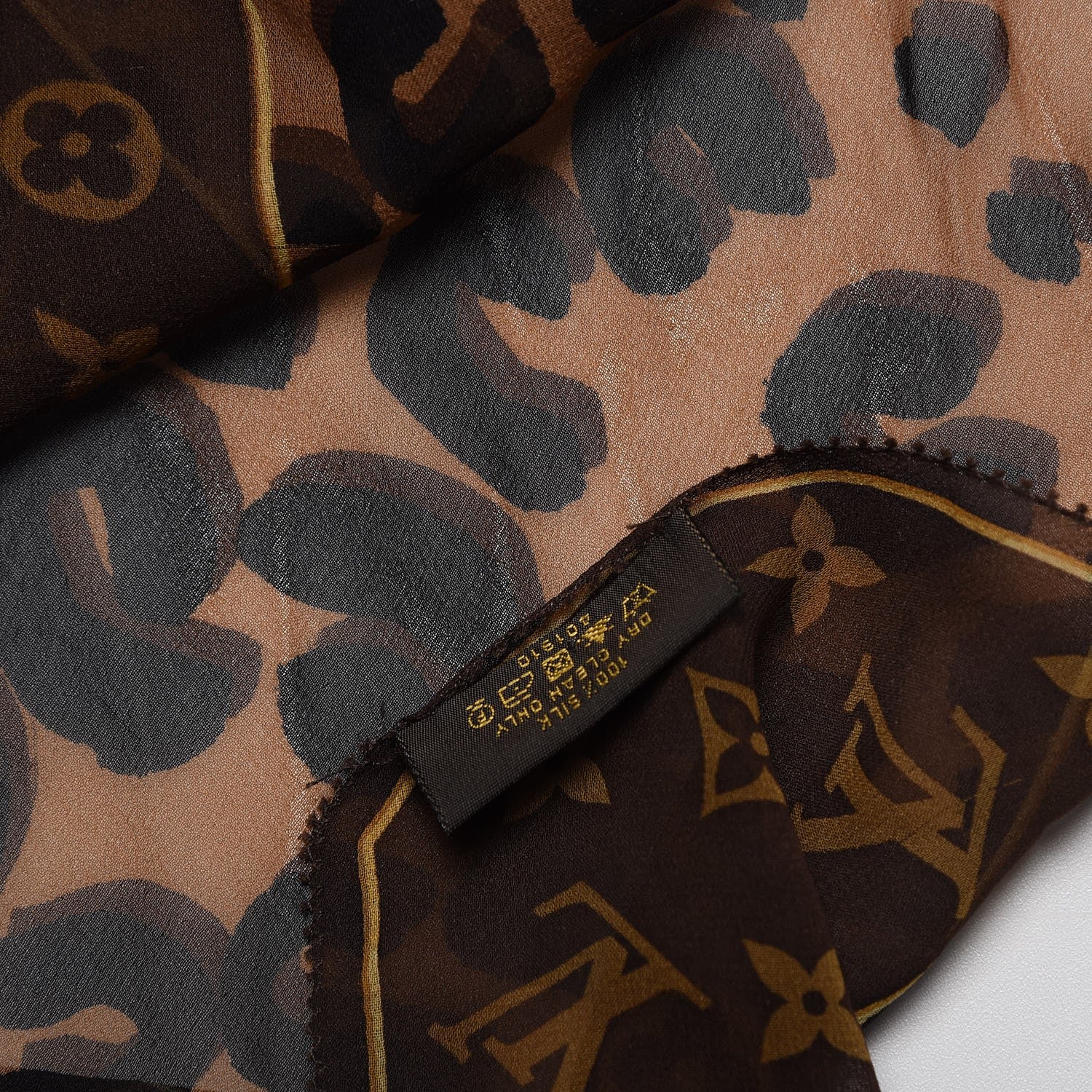 Louis Vuitton Silk Crepe Leopard Monogram Scarf 6 of 6
