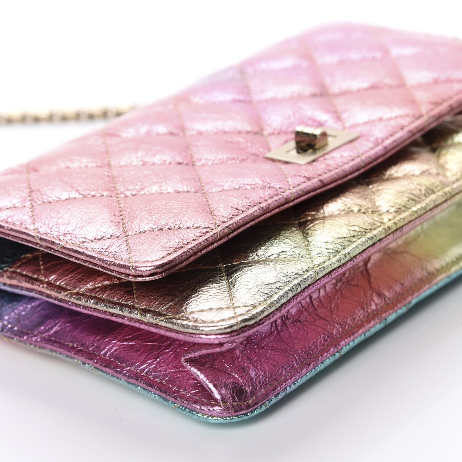 Chanel Metallic Goatskin Quilted 2.55 Reissue Wallet on Chain WOC Multicolor 6 of 12