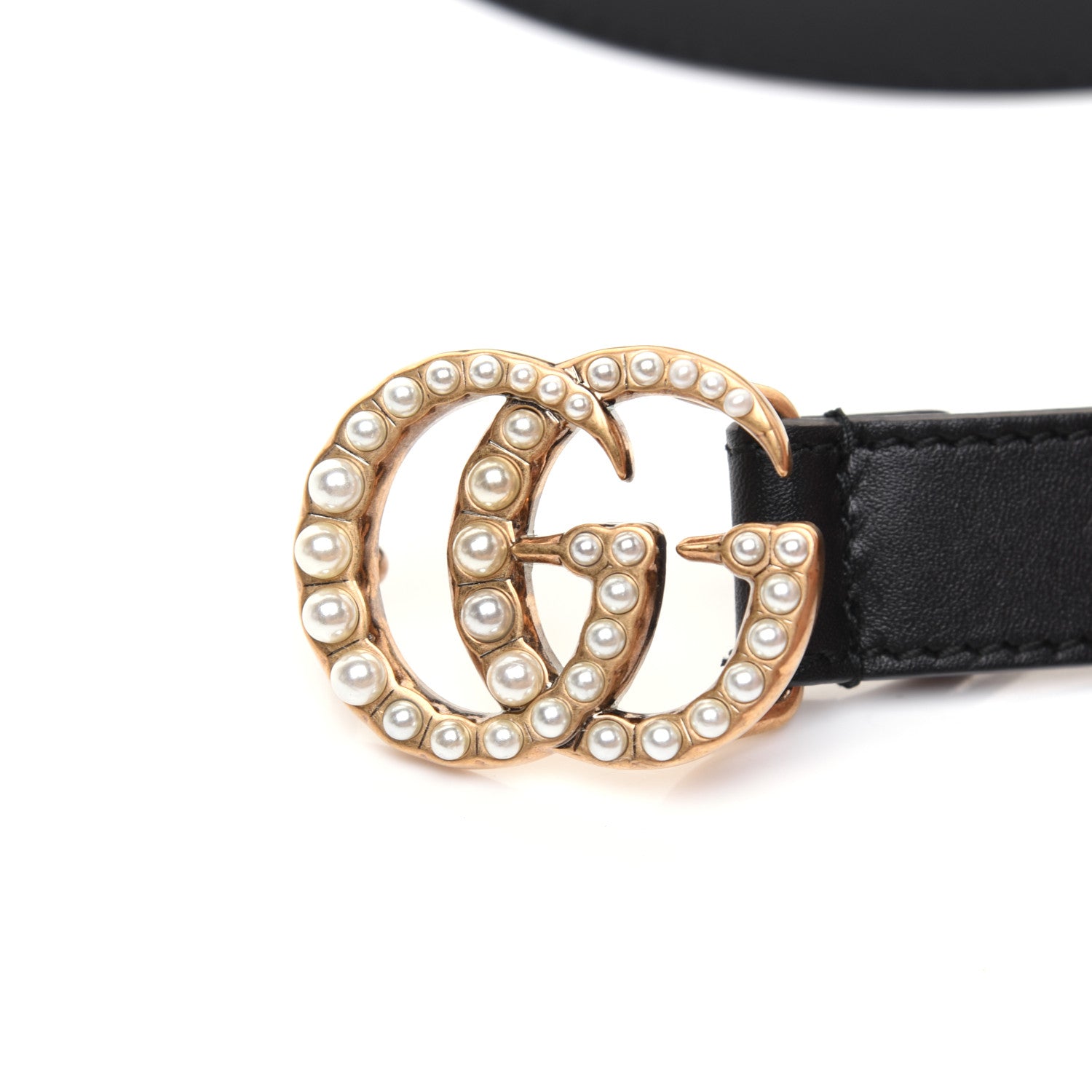 Gucci Calfskin Pearl Double G 20mm Belt 95 38 Black Cream 8 of 8
