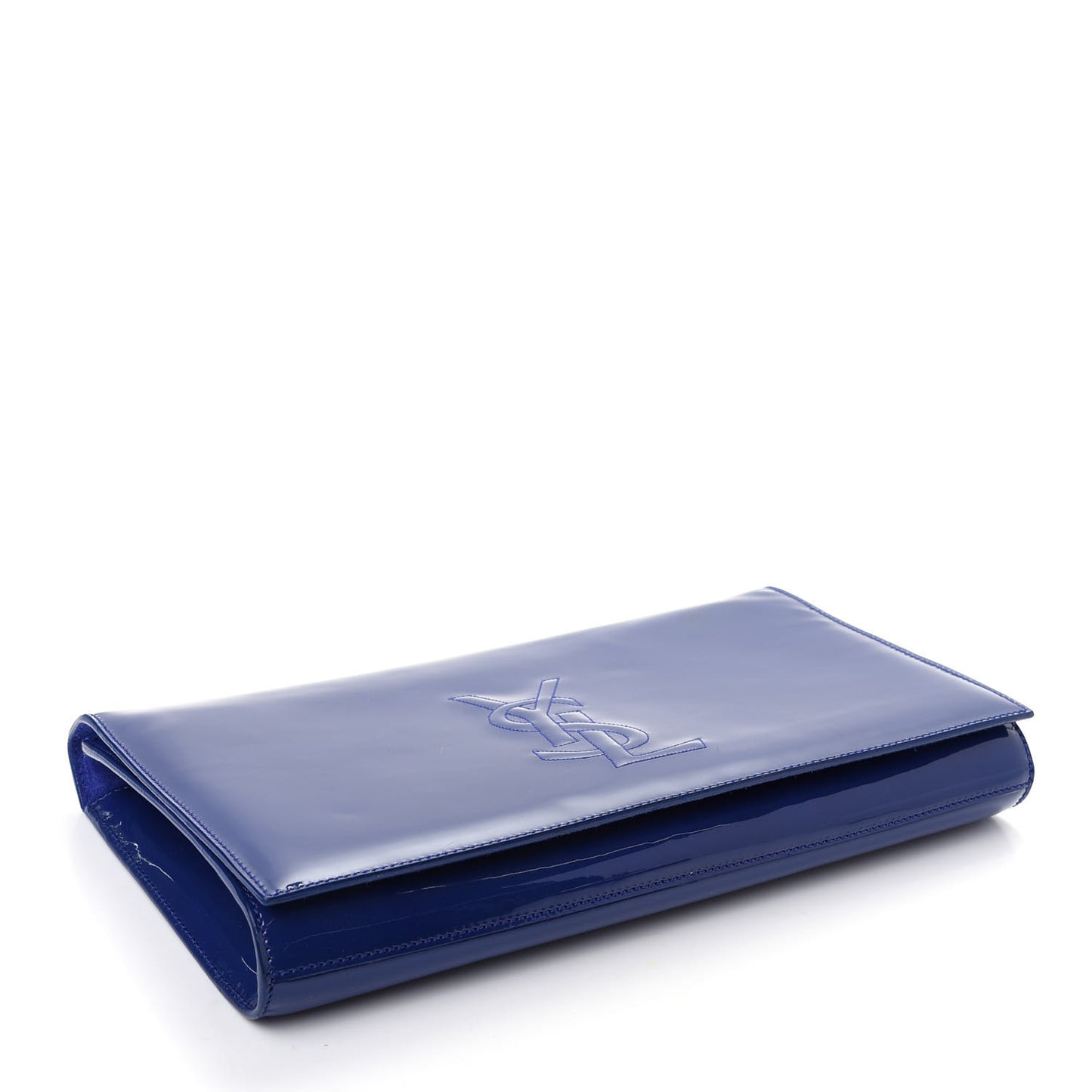 Patent Calfskin Monogram Large Belle De Jour Clutch Royal Blue