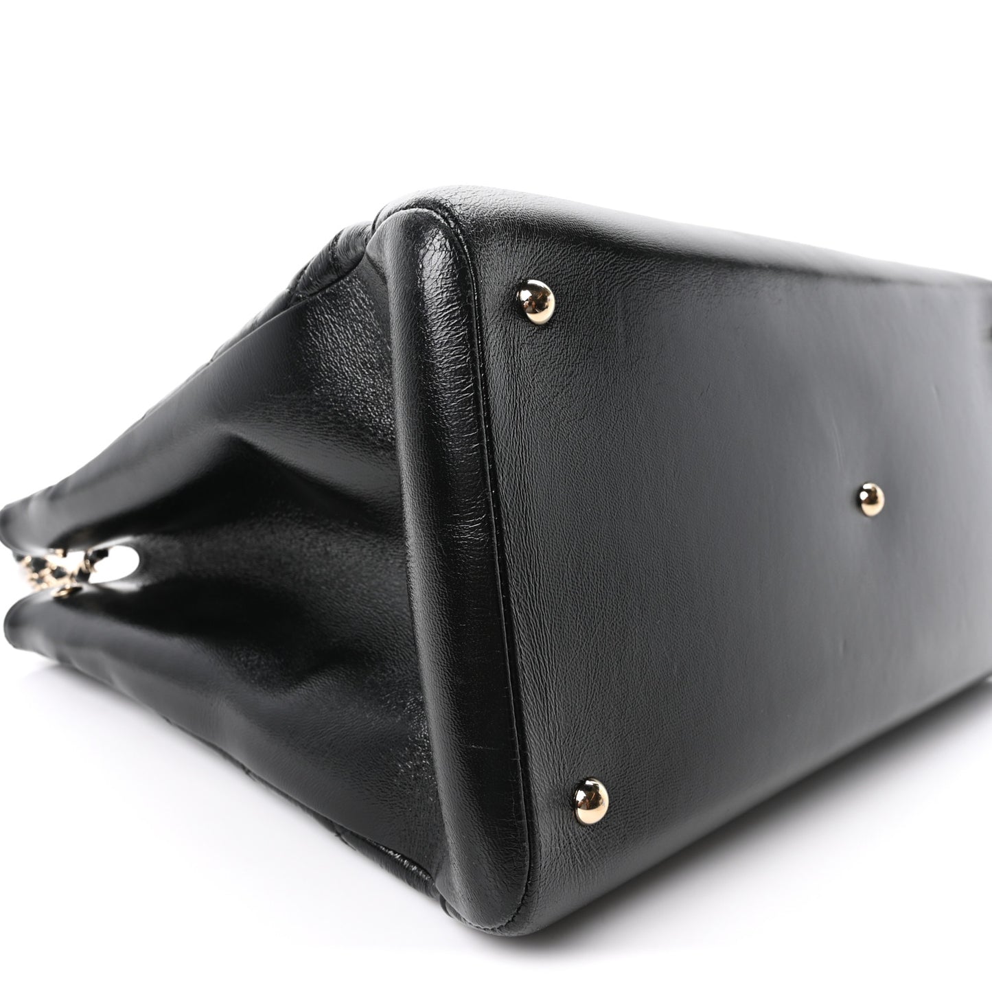 Shiny Aged Calfskin Quilted Large 31 Shopping Bag Black