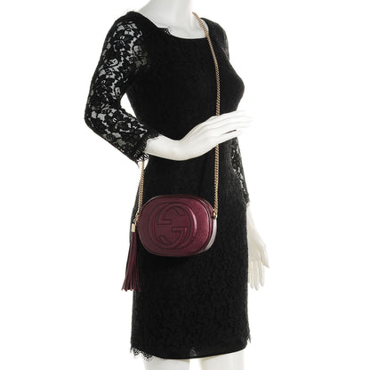 Gucci Metallic Cellarius Calfskin Mini Soho Chain Bag Classic Burgundy 2 of 7