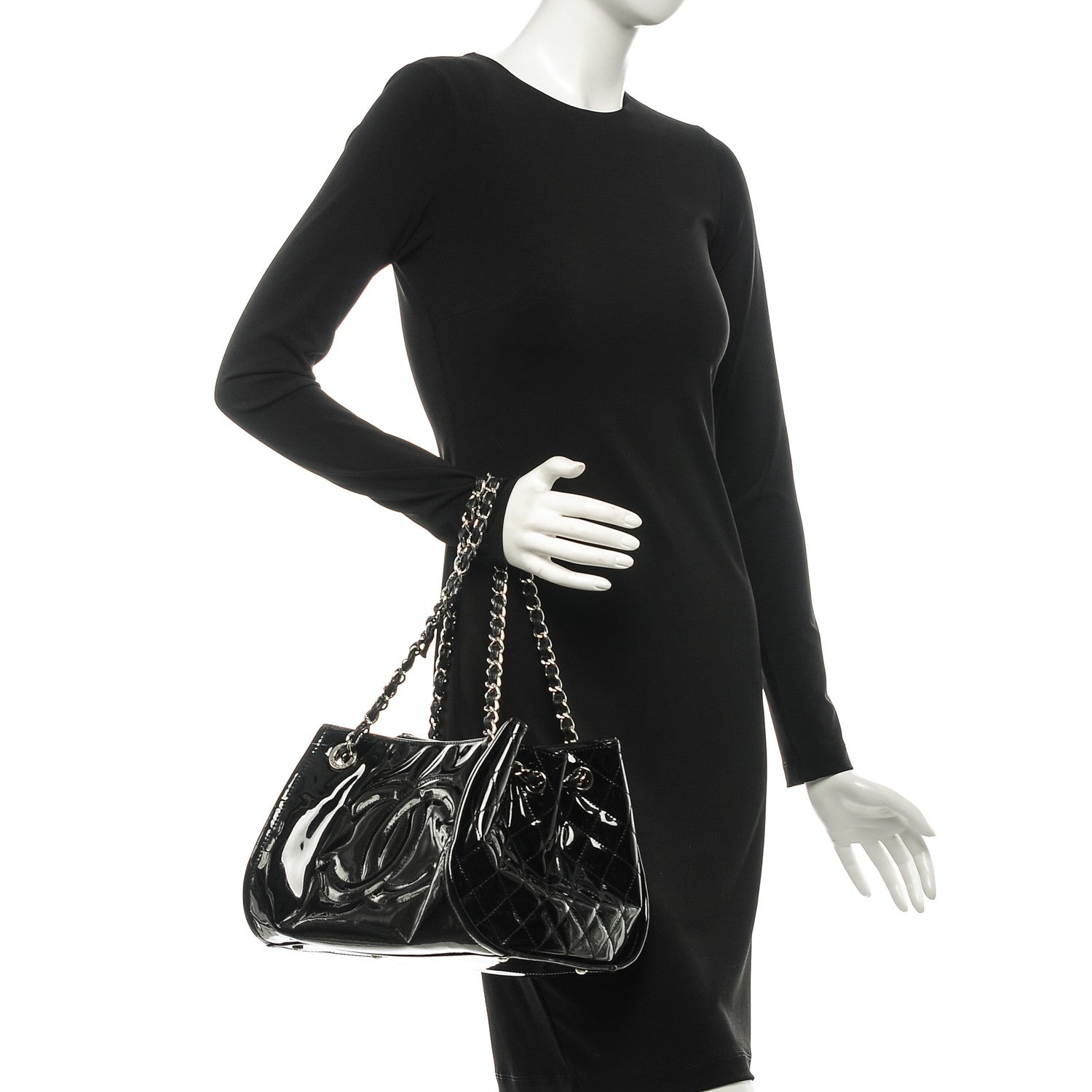 Chanel Vinyl Accordion Tote Black 2 of 7