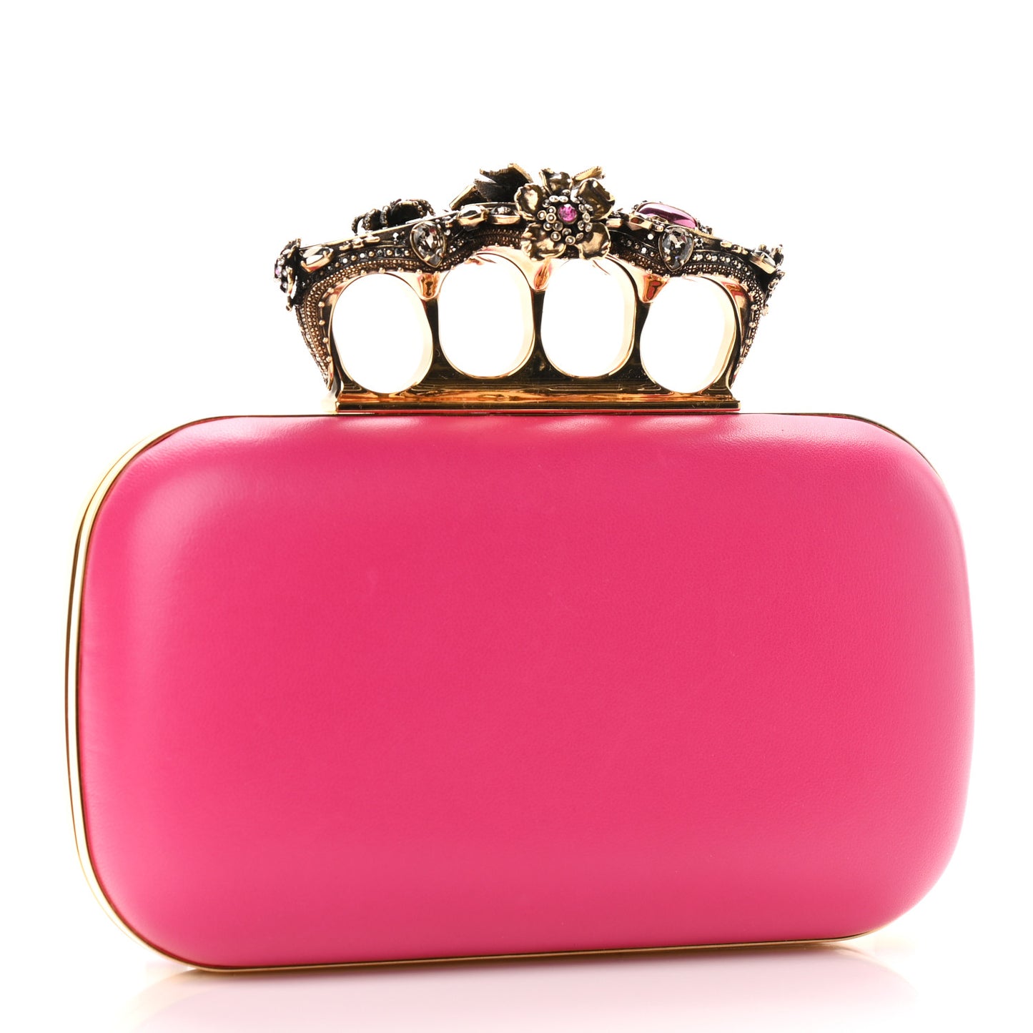 Nappa Butterfly Knuckle Duster Box Clutch Orchid Pink