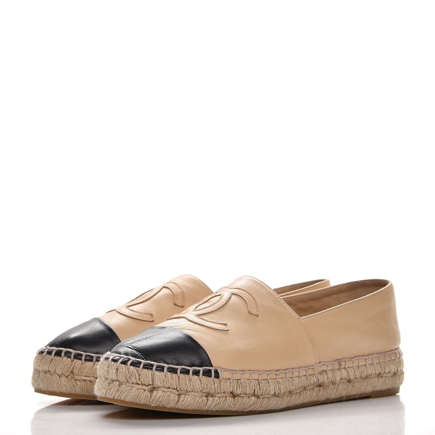 Lambskin CC Espadrilles 37 Beige Black