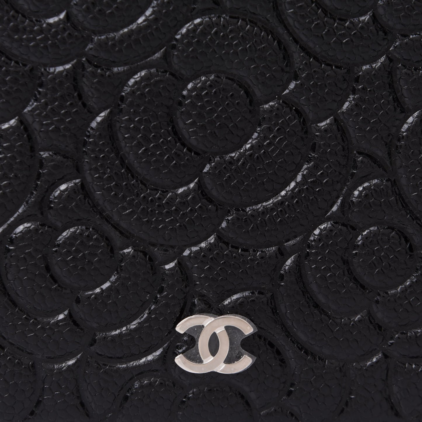 Caviar Camellia Embossed Wallet On Chain WOC Black