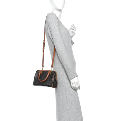 Celine Triomphe Canvas Calfskin Small Boston Bag Tan 2 of 9