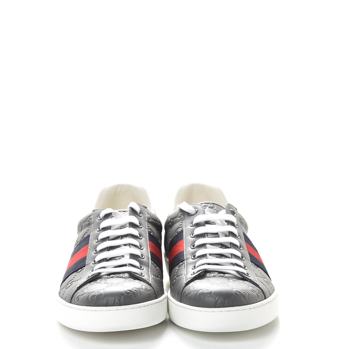 Guccissima Signature Web Mens Ace Sneakers 11 Melange Platinum