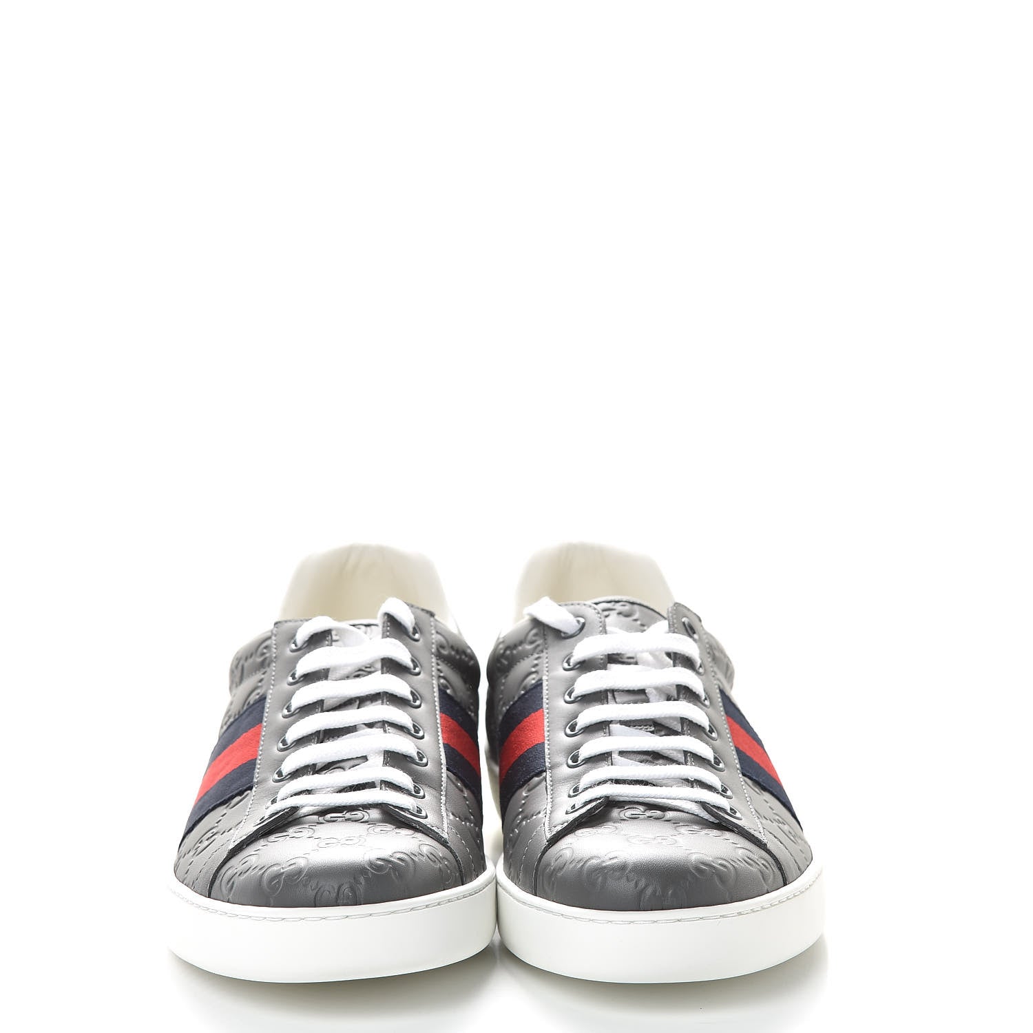 Gucci Guccissima Signature Web Mens Ace Sneakers 11 Melange Platinum 2 of 11